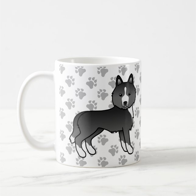 Mug Husky Sibérien de Dessin Animé Noir avec des Patte (Gauche)