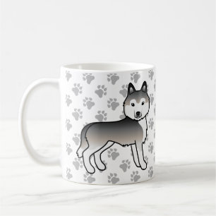 Mug Husky Sibérien Gris de Dessin Animé & Pattes