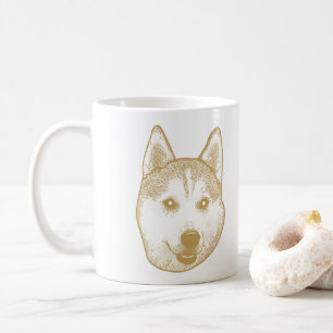 Mug Husky Sibir Chien Personnalisé Dessin À La Main