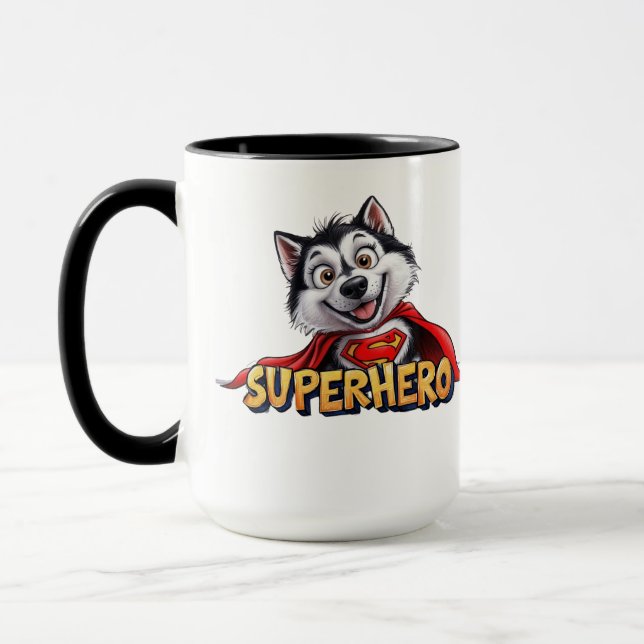 Mug Husky Superhero : Rencontrez le Super Chien !" (Gauche)