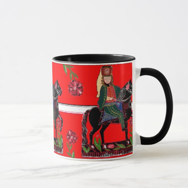 Mug Hussard sur un cheval noir - art populaire (Droite)