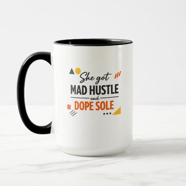 Mug Hustle, Confiance & Belles Chaussures (Gauche)