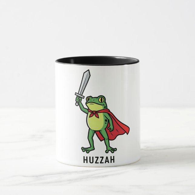 Mug Huzzah Frog Chevalier Drôle Citation mème épée (Centre)
