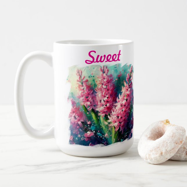 Mug Hyacinthes rose impressionniste Hyacinth Floral (Avec donut)