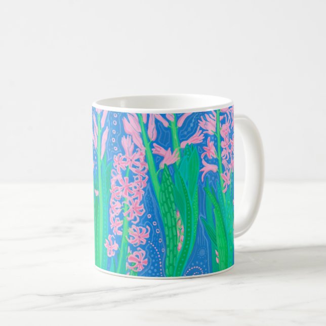 Mug Hyacinthes roses Fleurs de printemps peinture d'ar (Devant droit)