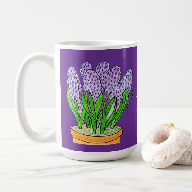 Mug Hyacinthes violets dans Planter Royal Purple (Avec donut)