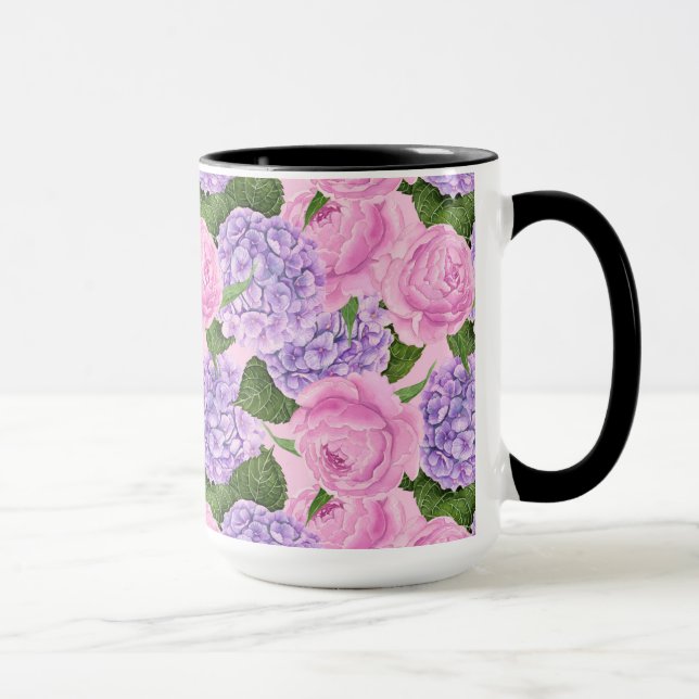 Mug Hydrangea et motif de pivoine (Droite)