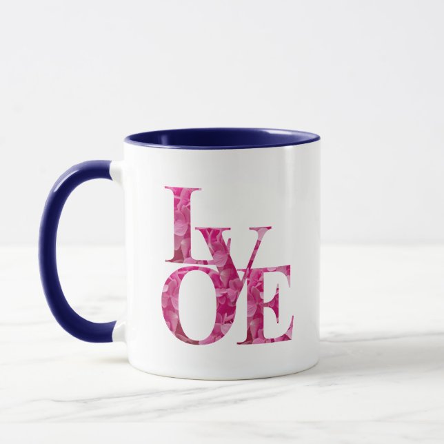 Mug Hydrangea Florale Rose Élégante Amour de Printemps (Gauche)