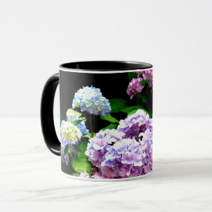 Mug Hydrangea garden, rose, bleu, purple floral