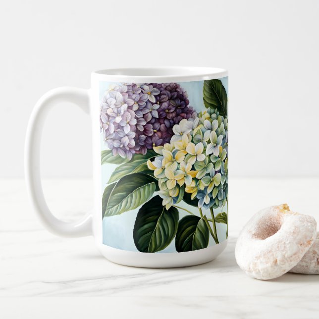 Mug Hydrangeas - Fleur Pastel Classique (Avec donut)