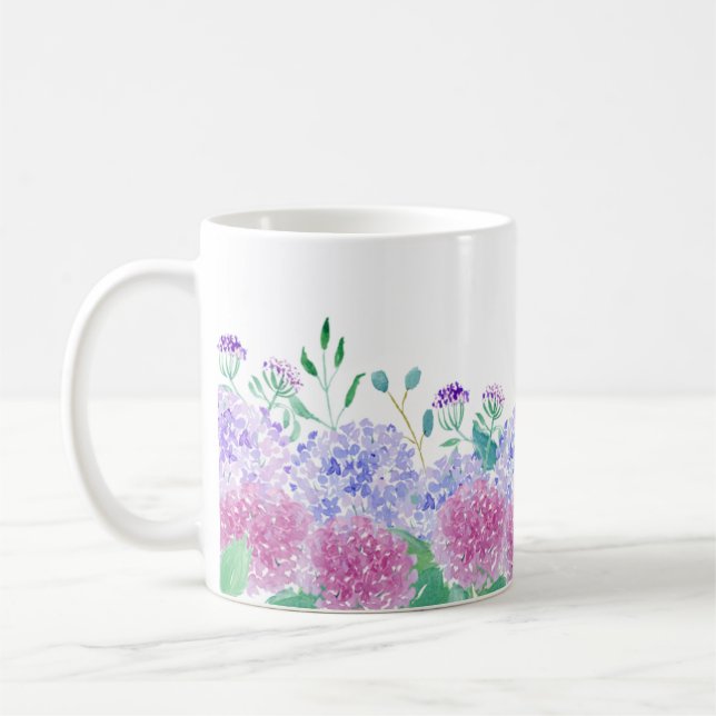 Mug Hydrangeas Violet Et Bleu Aquarelle (Gauche)