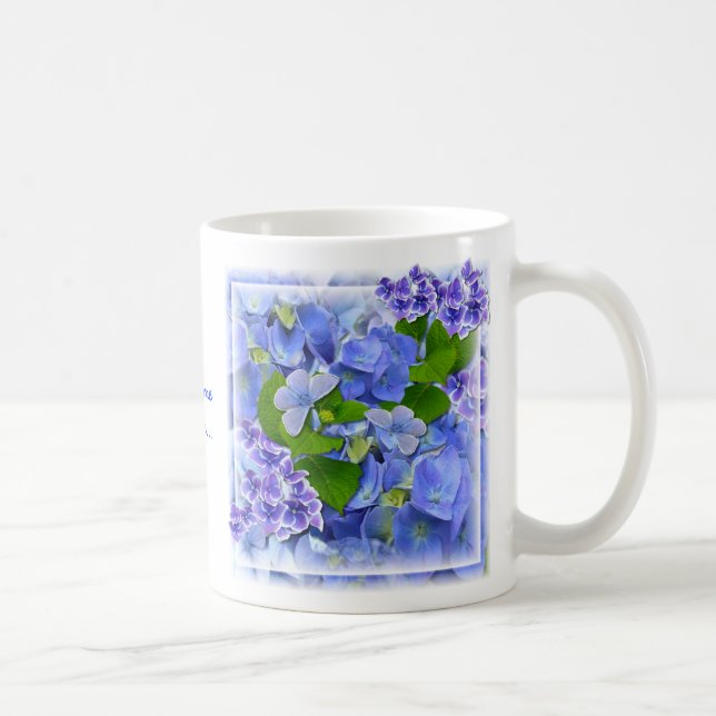Mug Hydrangées bleues et papillons (Droite)