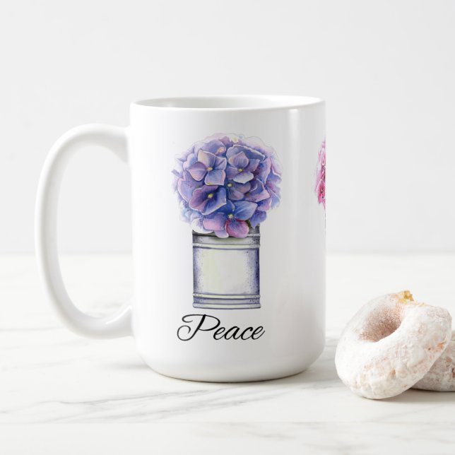 Mug Hydrangées d'aquarelle inspirantes (Avec donut)