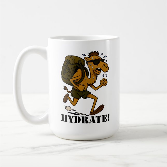 Mug Hydrate – Drôle de chameau courant design de fitne (Gauche)