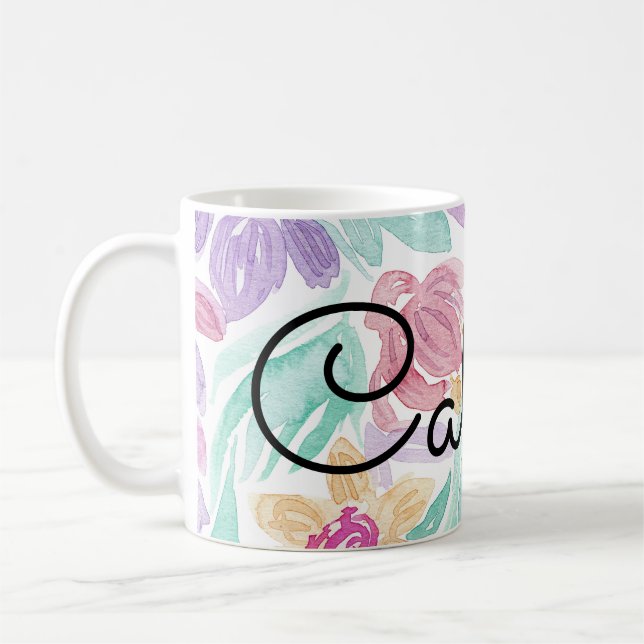 Mug Hydrogramme d'aquarelle rose pâle orange (Gauche)