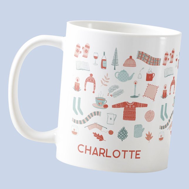 Mug Hyge Scandinave Rétro Personnalisé (Personalized name Scandinavian Hygge coffee mug)