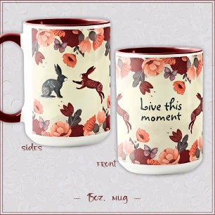 Mug Hygge Floral Scandinave Folny Art Lapin Lapin