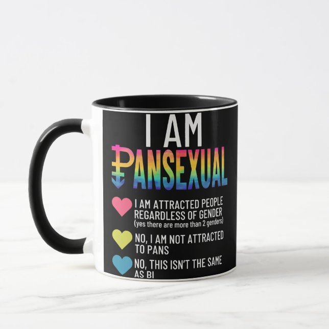 Mug I Am Pansexual - LGBTQIA Pride Coeurs Arc En Ciel  (Gauche)
