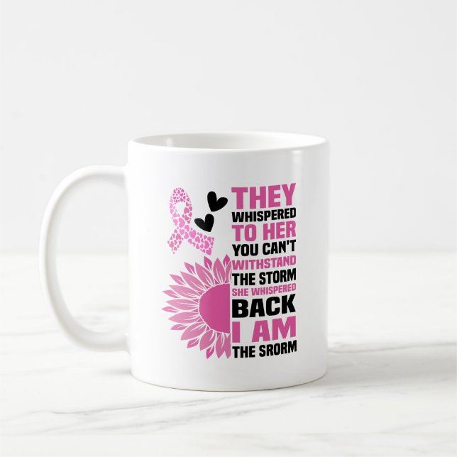 Mug "I Am the Storm" Inspirational Pink Citation Desig (Gauche)