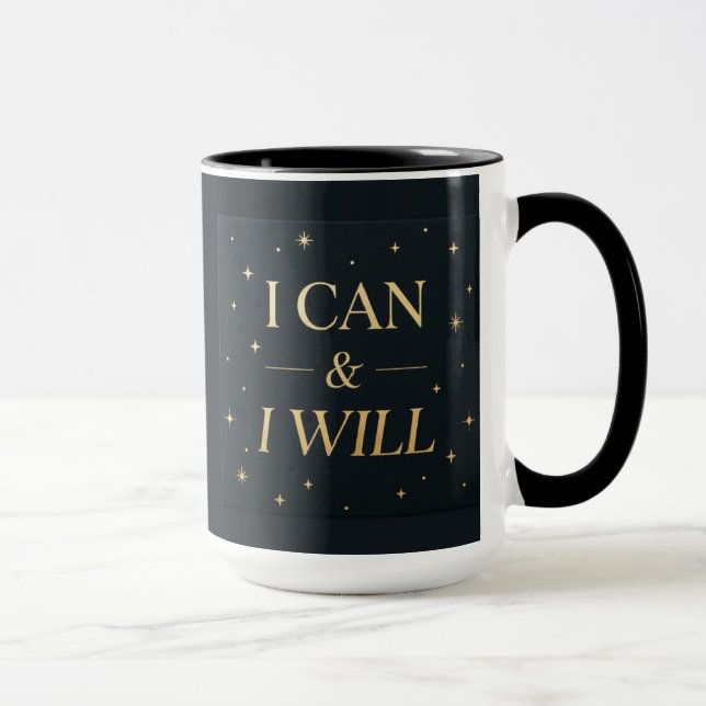 Mug I Can I Will | Citation Motivante Dorée Café (Droite)