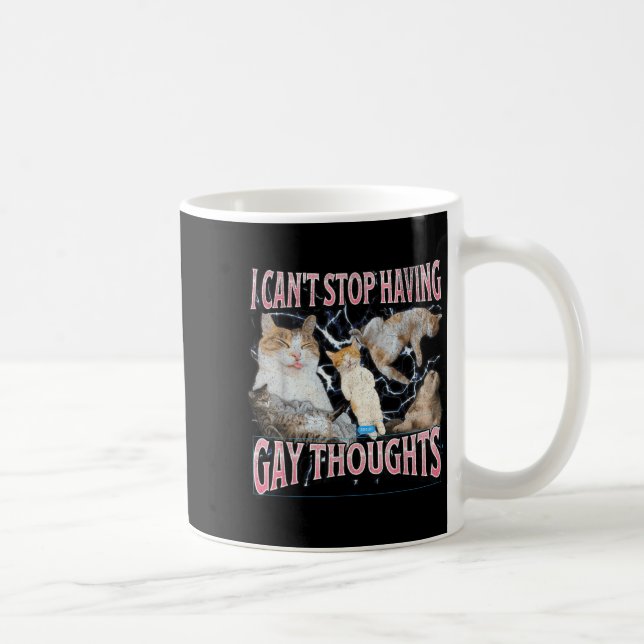 Mug I Can't Stop Having Gay Thoughts Funny Cat Meme Bo (Droite)
