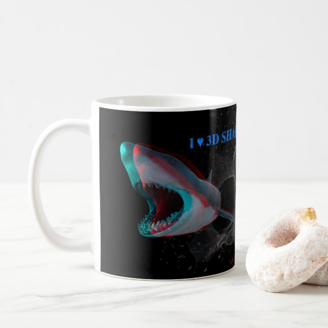 Mug I Heart 3D Sharks (Avec donut)