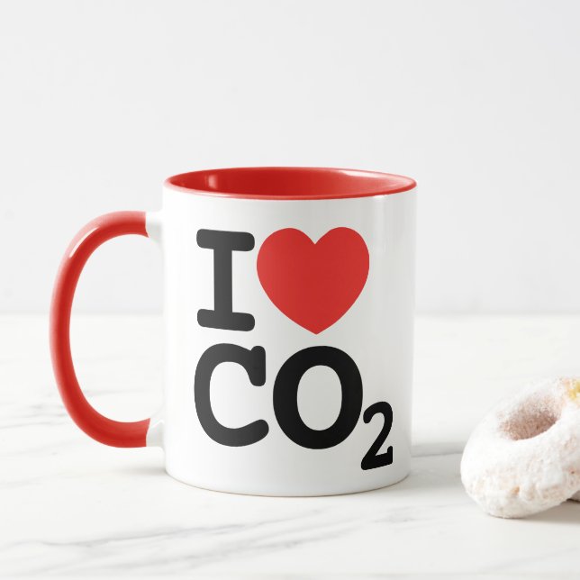 Mug I Heart CO2 J'aime l'écologiste du dioxyde de carb (Avec donut)