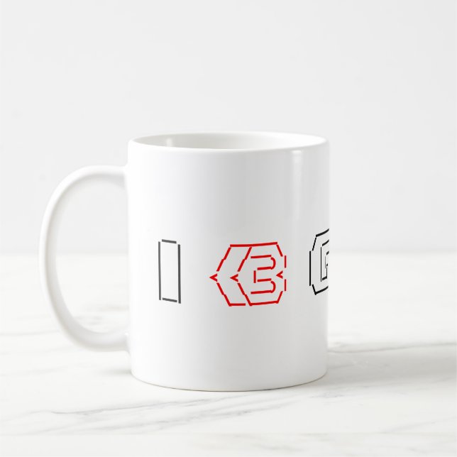 Mug I Heart Geek ASCII ART (Gauche)