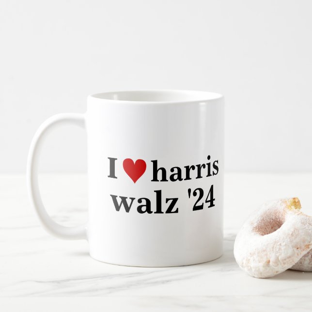 Mug i heart harris walz président des élections de 202 (Avec donut)