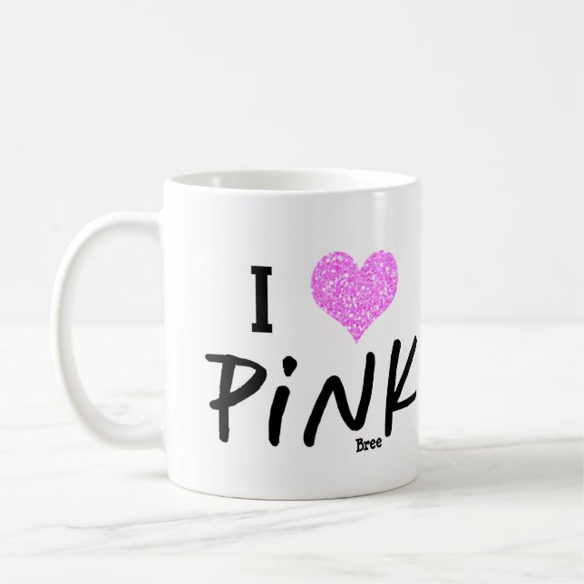 Mug I heart Love Pink Personnalisé Chic Custom (Gauche)