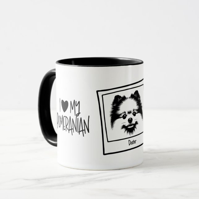Mug I Heart My Pomeranian Bold Pop Art Or Your Photo (Devant gauche)