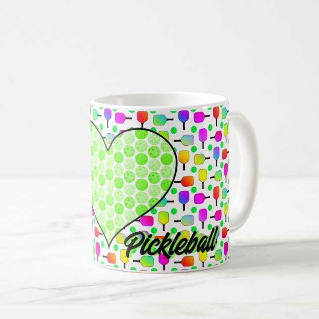 Mug I Heart Pickleball Green Pickleball Coeur rempli (Devant droit)