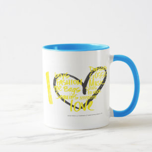 Mug I jaune de graffiti de coeur