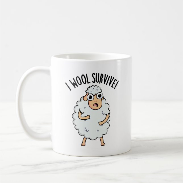 Mug I Laine Survive Funny Sheep Pun (Gauche)