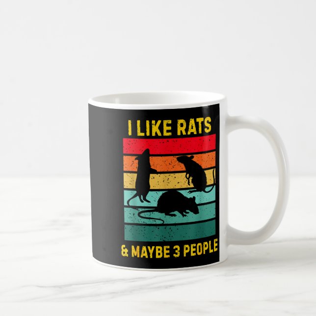 Mug I Like Rats And Maybe 3 People Shirt Retro Rat Hum (Droite)