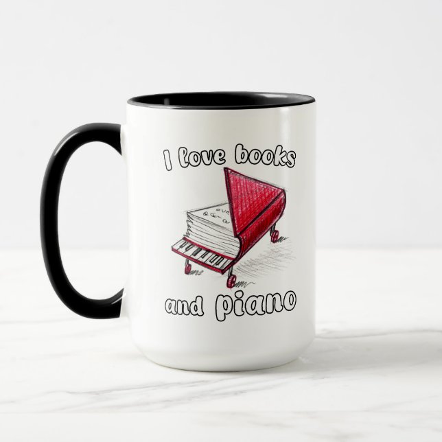 Mug I Looks And Piano, Authentic Freehand Art (Gauche)