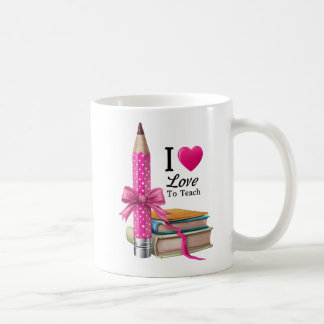 Mug I Loto to Enseigner - Crayon rose mignon et livres