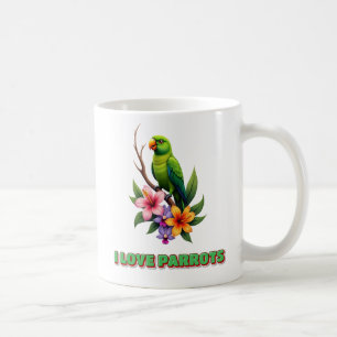 Mug "I Lots Parrots - Perroquet Tropical Coloré & Flow