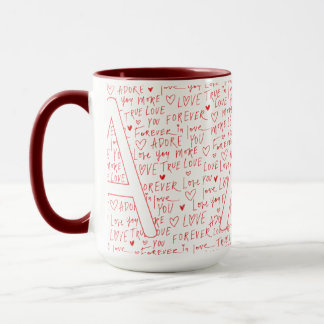 Mug I Love A You — Personalized Initial “A” Romantic D