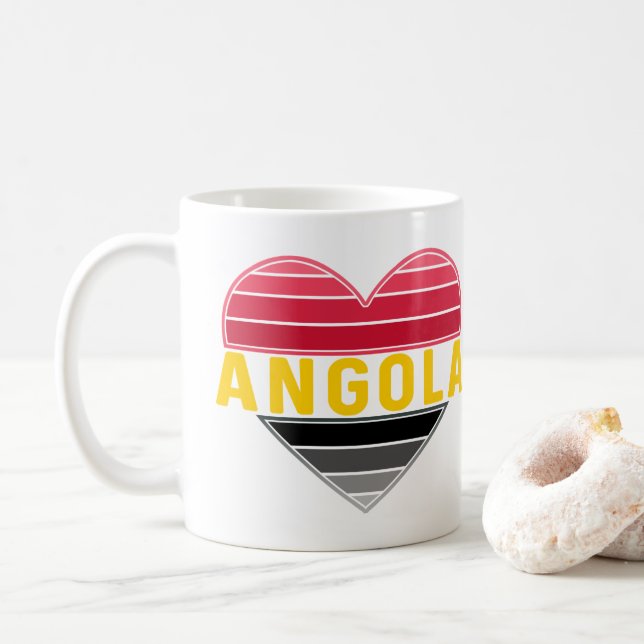 Mug I Love Angola, Coeur angolais (Avec donut)