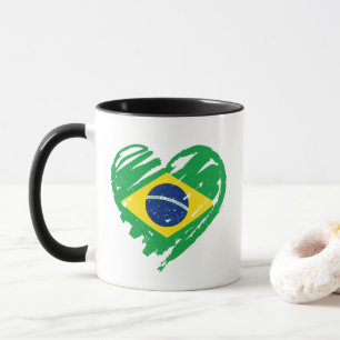 Mug I Love Brazil - Brésil Drapeau Coeur