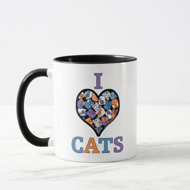Mug I Love Cats - Coeur de collage (Gauche)