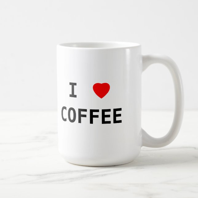 Mug I Love Coffee Red Heart Texte Fan de café Cadeau (Droite)