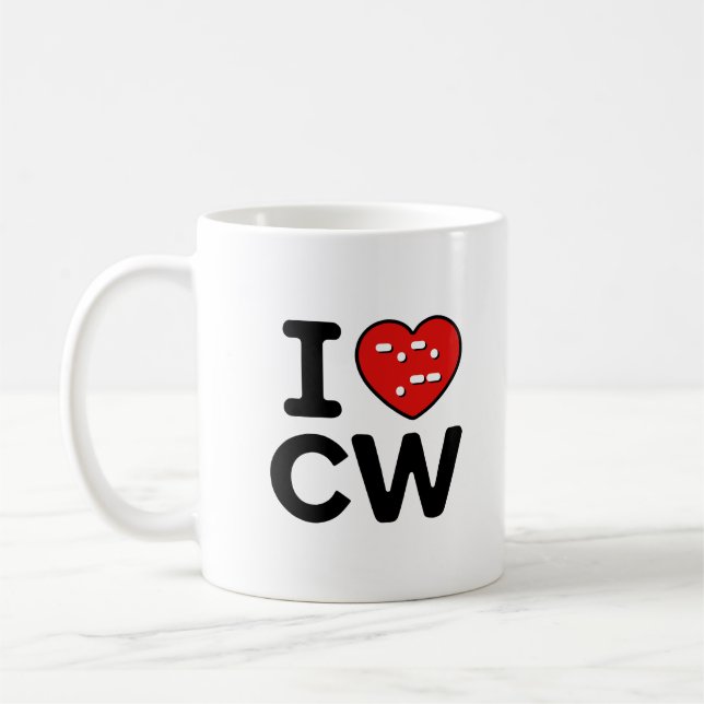 Mug I Love CW - Morse Code Enthousiaste (Gauche)