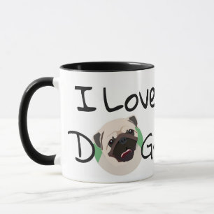 Mug I Love Dogs Carlin Dessin et Coeur