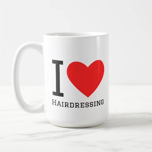 Mug I love hairdressing square sticker (Gauche)