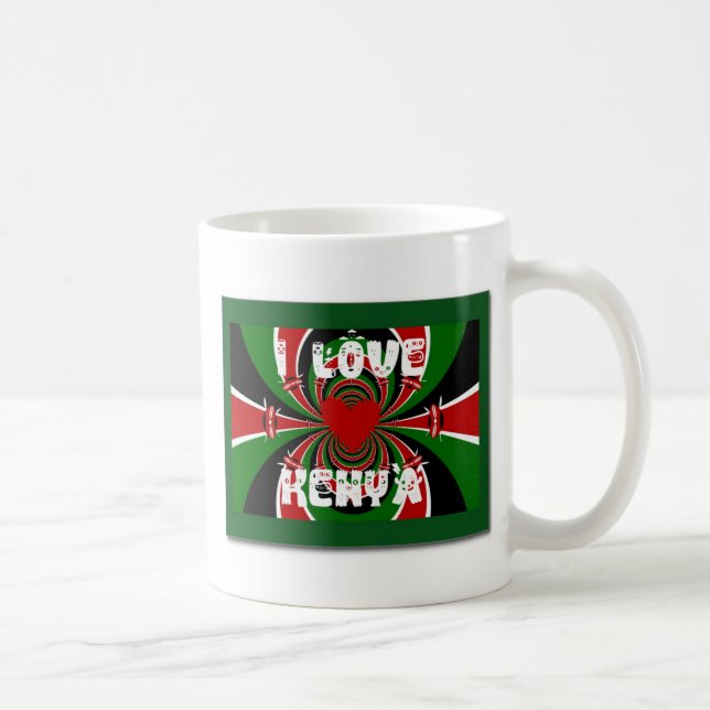 Mug I Love Heart Kenya : Dynamic Flag Art (Droite)