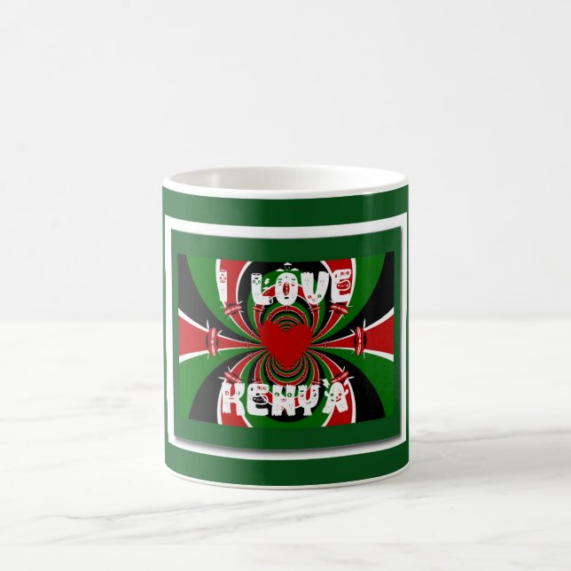 Mug I Love Heart Kenya : Dynamic Flag Art (Centre)
