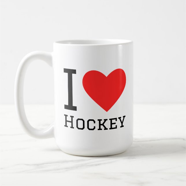 Mug I love hockey square sticker (Gauche)