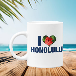 Mug I Love Honolulu Cute Hawaiian Hibiscus Flower